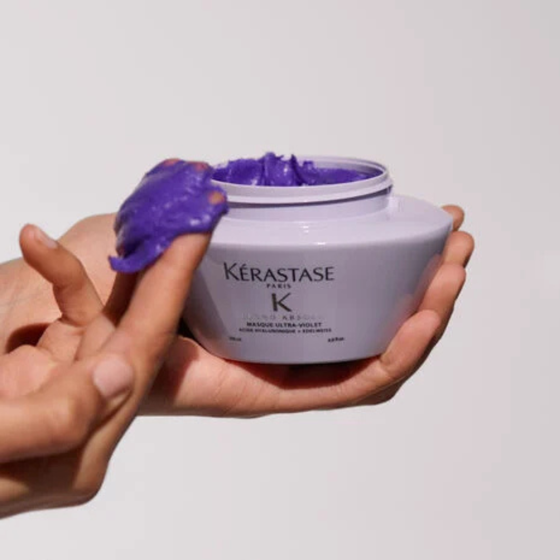 Purple toning hair mask with hyaluronic acid and Edelweiss — Kérastase Blond Absolu Masque Ultra-Violet for bright blonde hair in Lake Charles