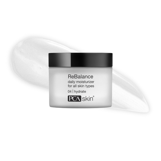 PCA SKIN ReBalance lightweight moisturizer for calming and hydrating skin — available at Bauhaus Salon + Spa Lake Charles.