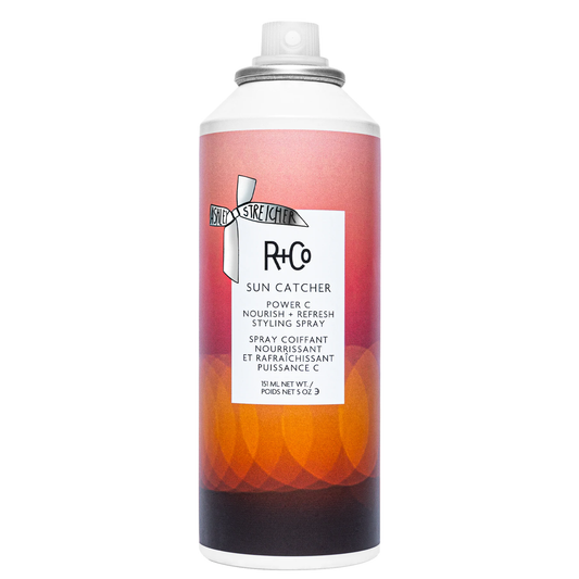 R+Co Sun Catcher Nourish + Refresh Styling Spray protects and hydrates hair — Bauhaus Salon + Spa Lake Charles.